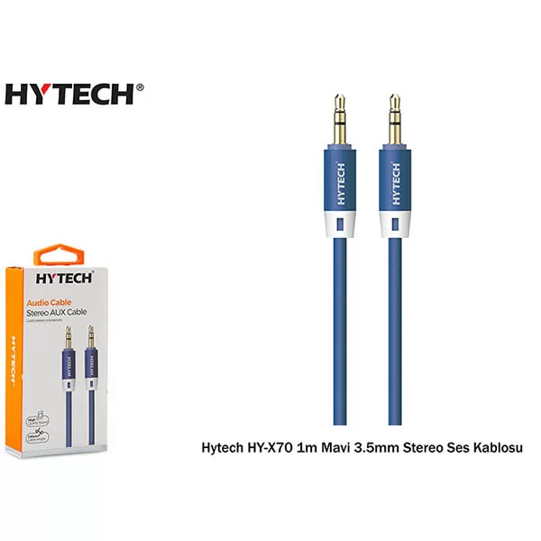 Aux Kabloları Hytech Hyx70 1M 3.5Mm Stereo Ses Kablosu,Mavi 