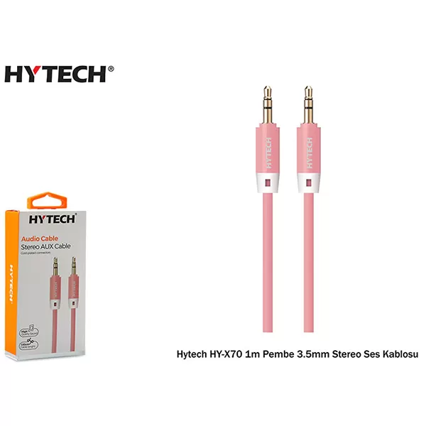 Aux Kabloları Hytech Hyx70 1M 3.5Mm Stereo Ses Kablosu,Pembe 