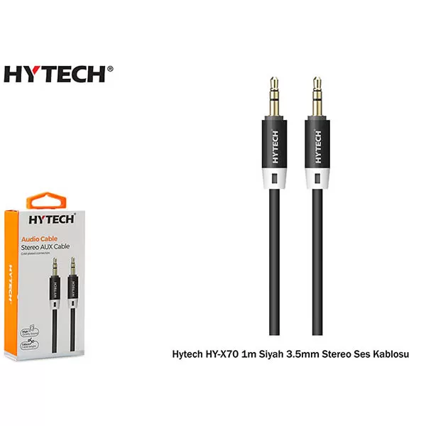 Aux Kabloları Hytech Hyx70 1M 3.5Mm Stereo Ses Kablosu,Siyah 