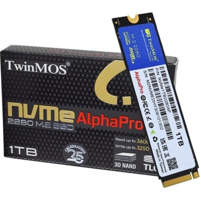 TwinMOS 1TB M.2 PCIe Gen3 NVMe SSD (3600-3250Mb-s) NVMe1TB2280AP TLC 3DNAND Ssd