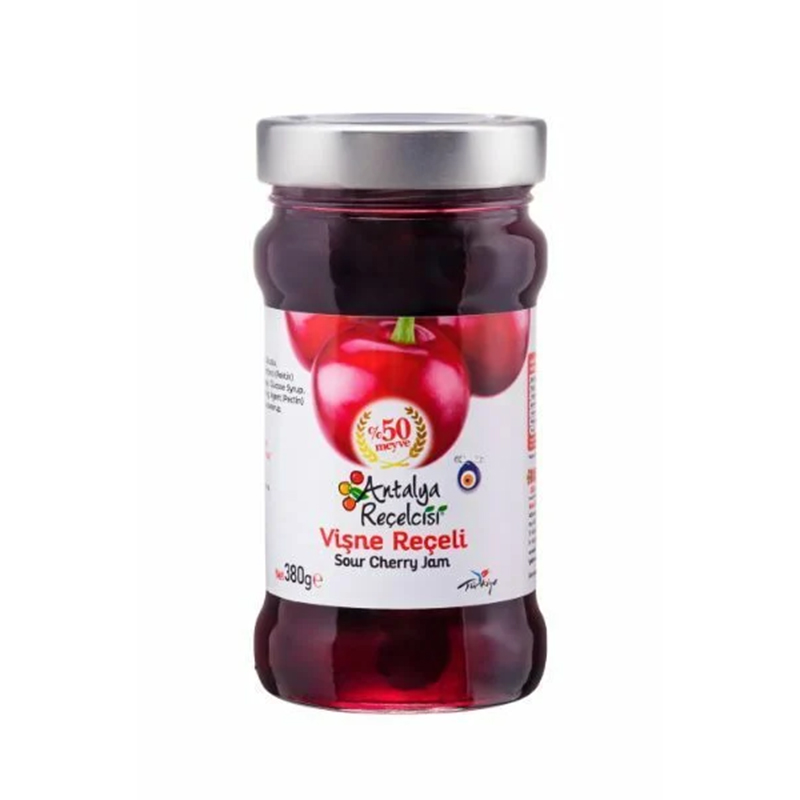 Kahvaltılık Reçeller Antalya Reçelcisi %50 Meyve Klasik Seri 380 Gr,Vişne 