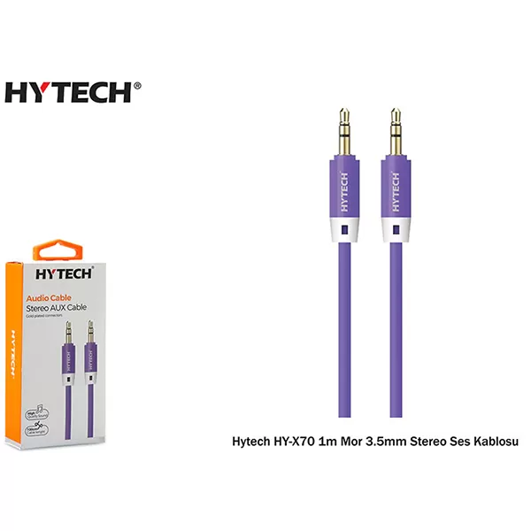 Aux Kabloları Hytech Hyx70 1M 3.5Mm Stereo Ses Kablosu,Mor 